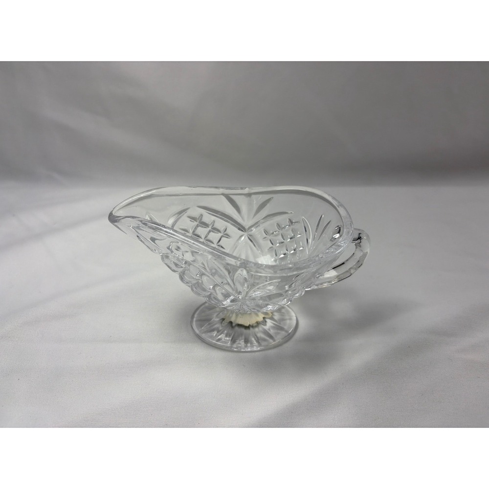 Shannon Crystal Designs of Ireland Lead Crystal Footed Gravy Boat Sauce Pitcher - Picture 1 of 5